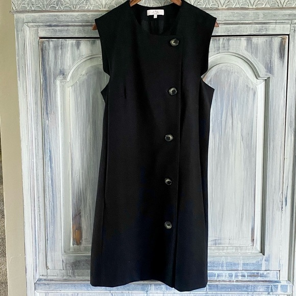 PEARL by Lela Rose Black Ponte Button Front Dress w/Beaded Bolero - Picture 4 of 16